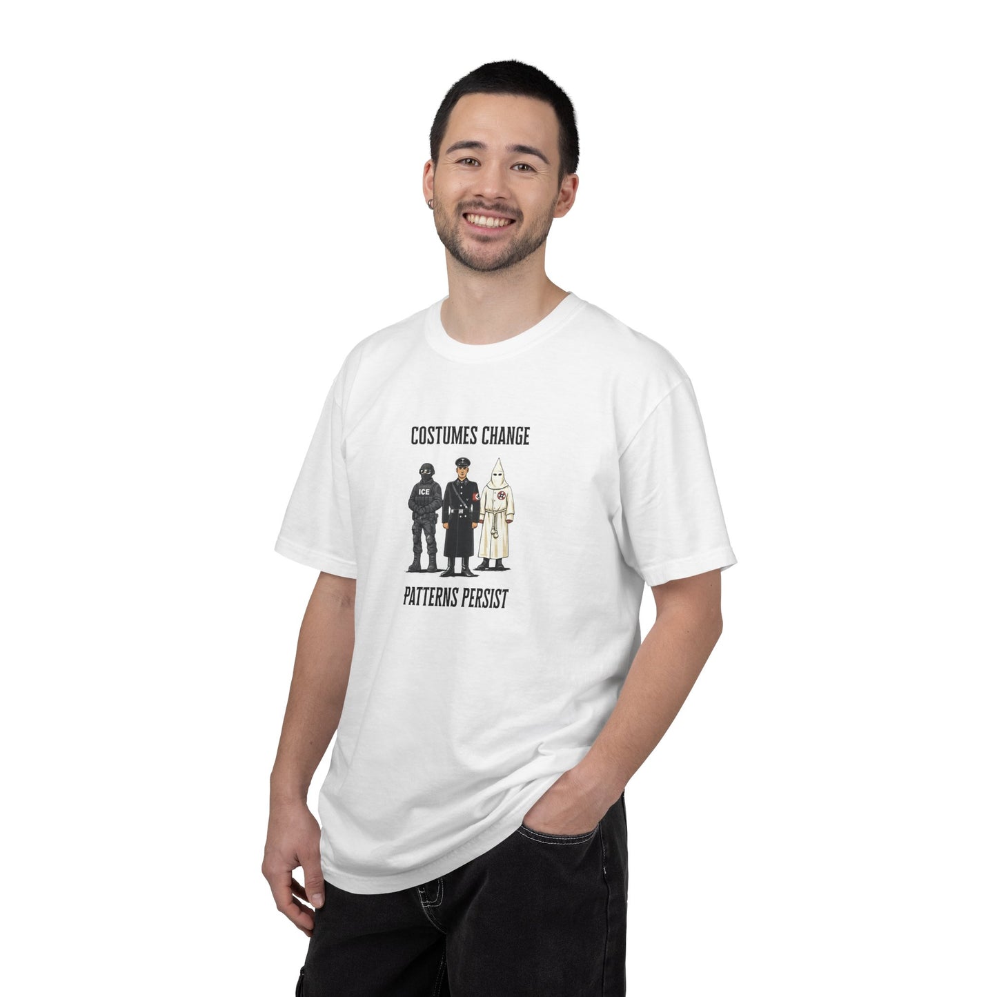 Costumes Change. Patterns Persist. Unisex Garment-Dyed T-shirt
