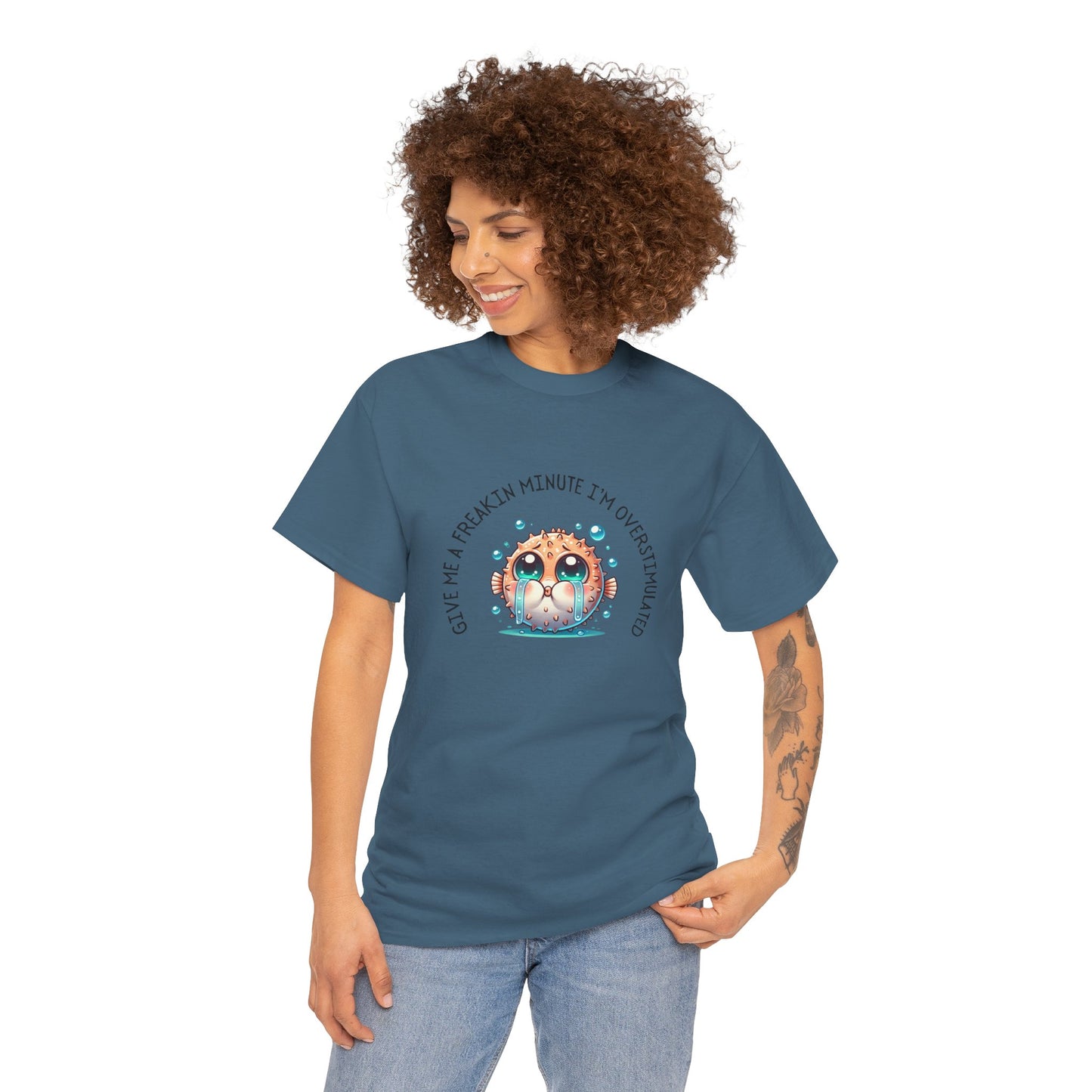 Give Me A Freakin Minute Overstimulated Unisex Heavy Cotton Tee