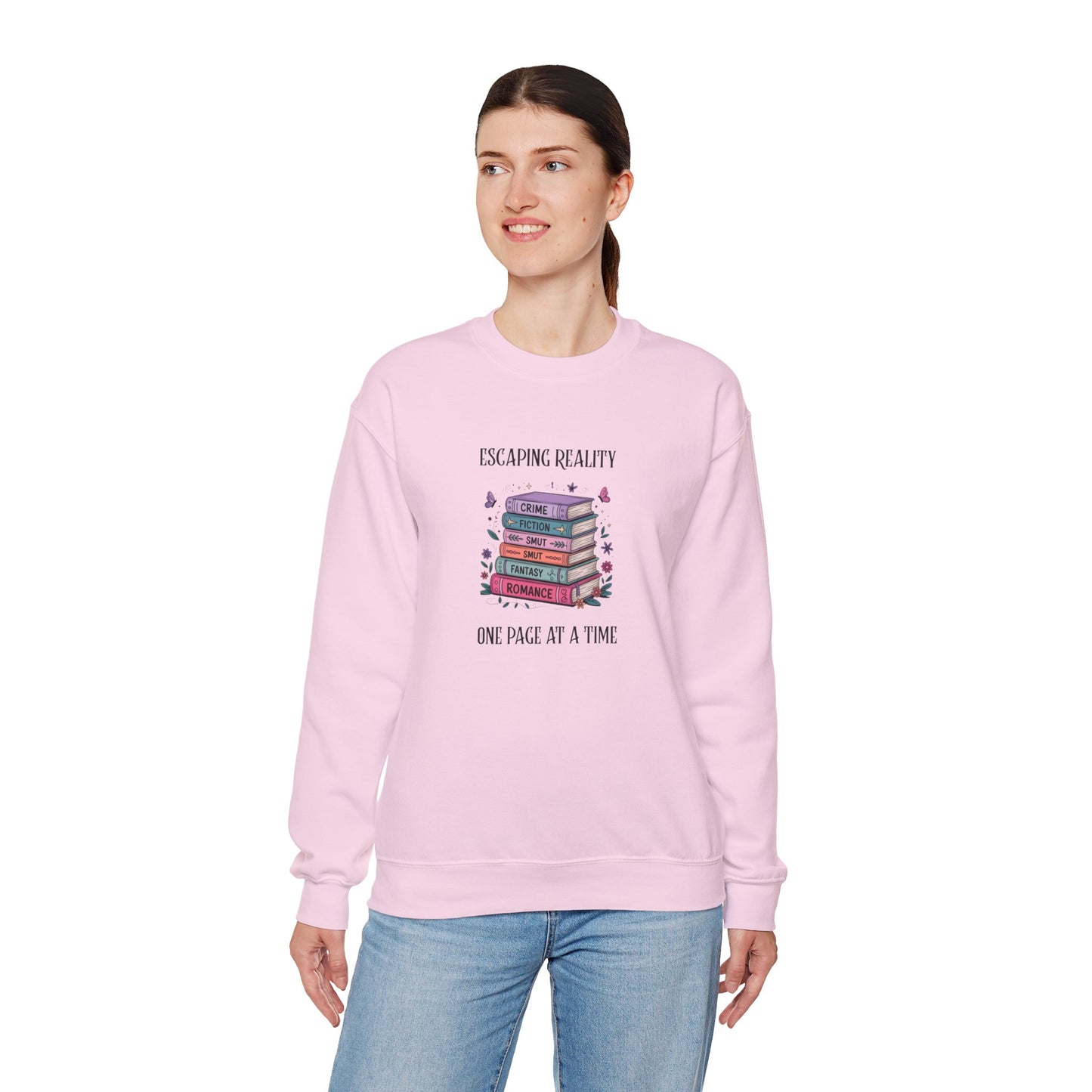 Escaping Reality One Page At A Time Heavy Blend™ Crewneck Sweatshirt