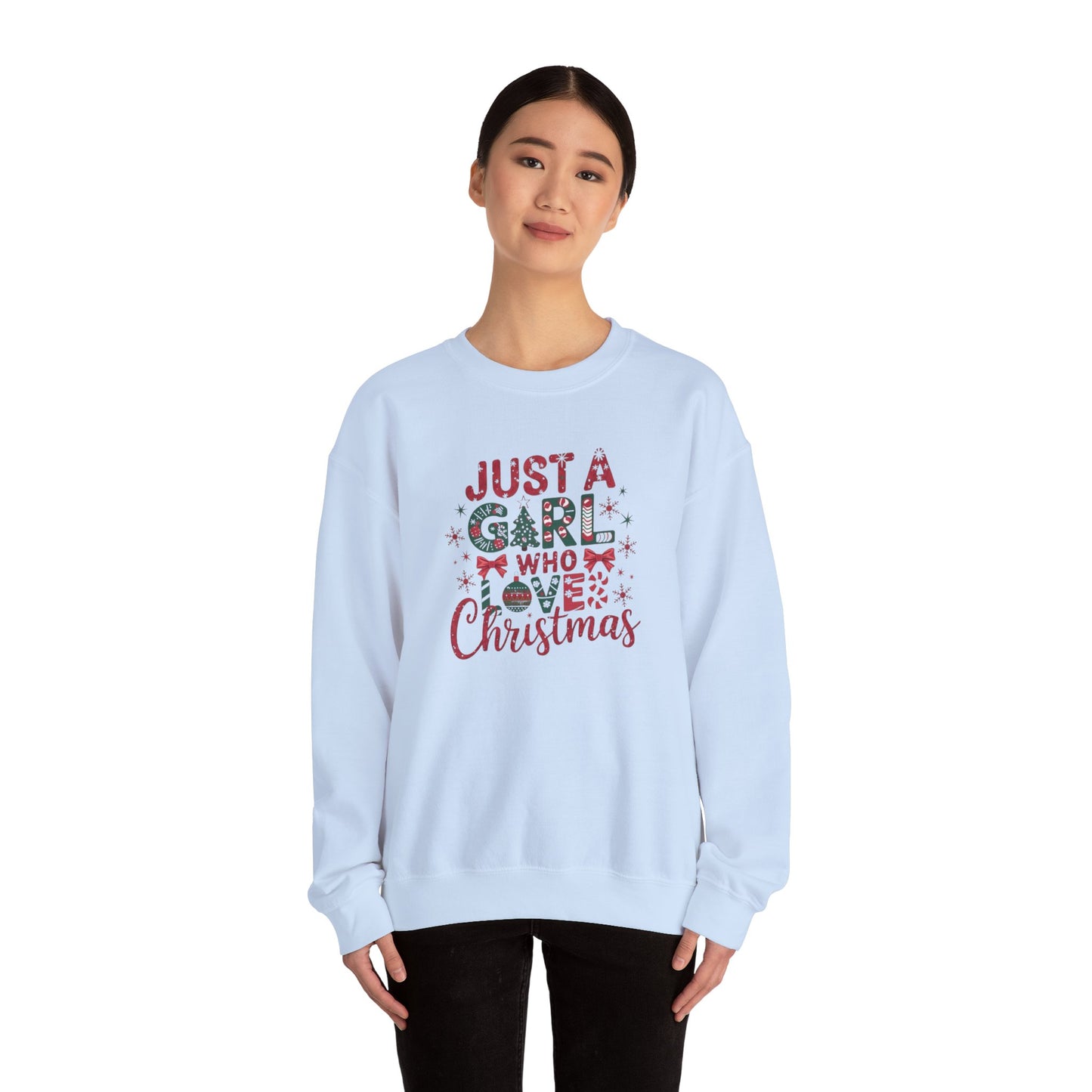 Just A Girl Who Loves Christmas Heavy Blend™ Crewneck Sweatshirt