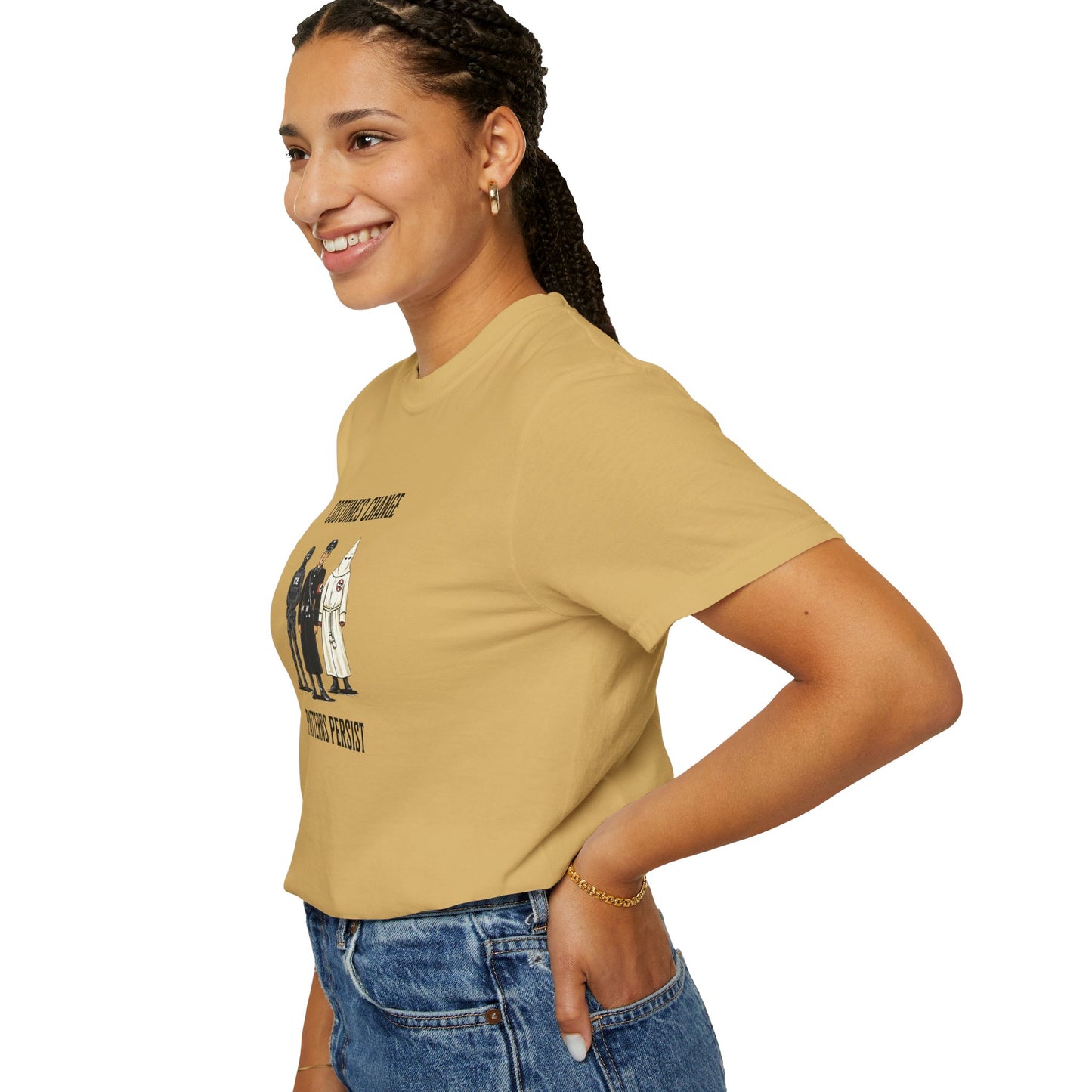 Costumes Change. Patterns Persist. Unisex Garment-Dyed T-shirt