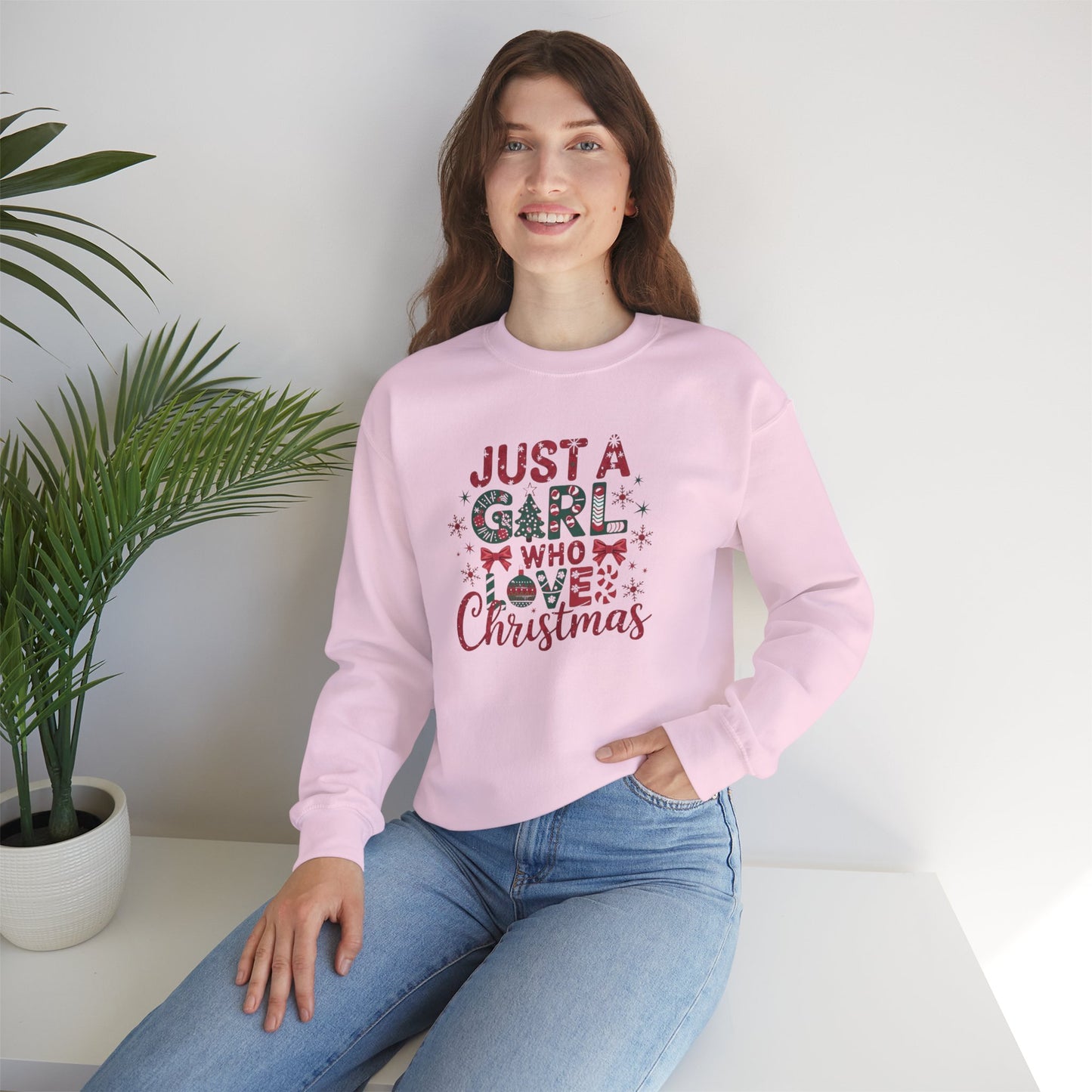 Just A Girl Who Loves Christmas Heavy Blend™ Crewneck Sweatshirt