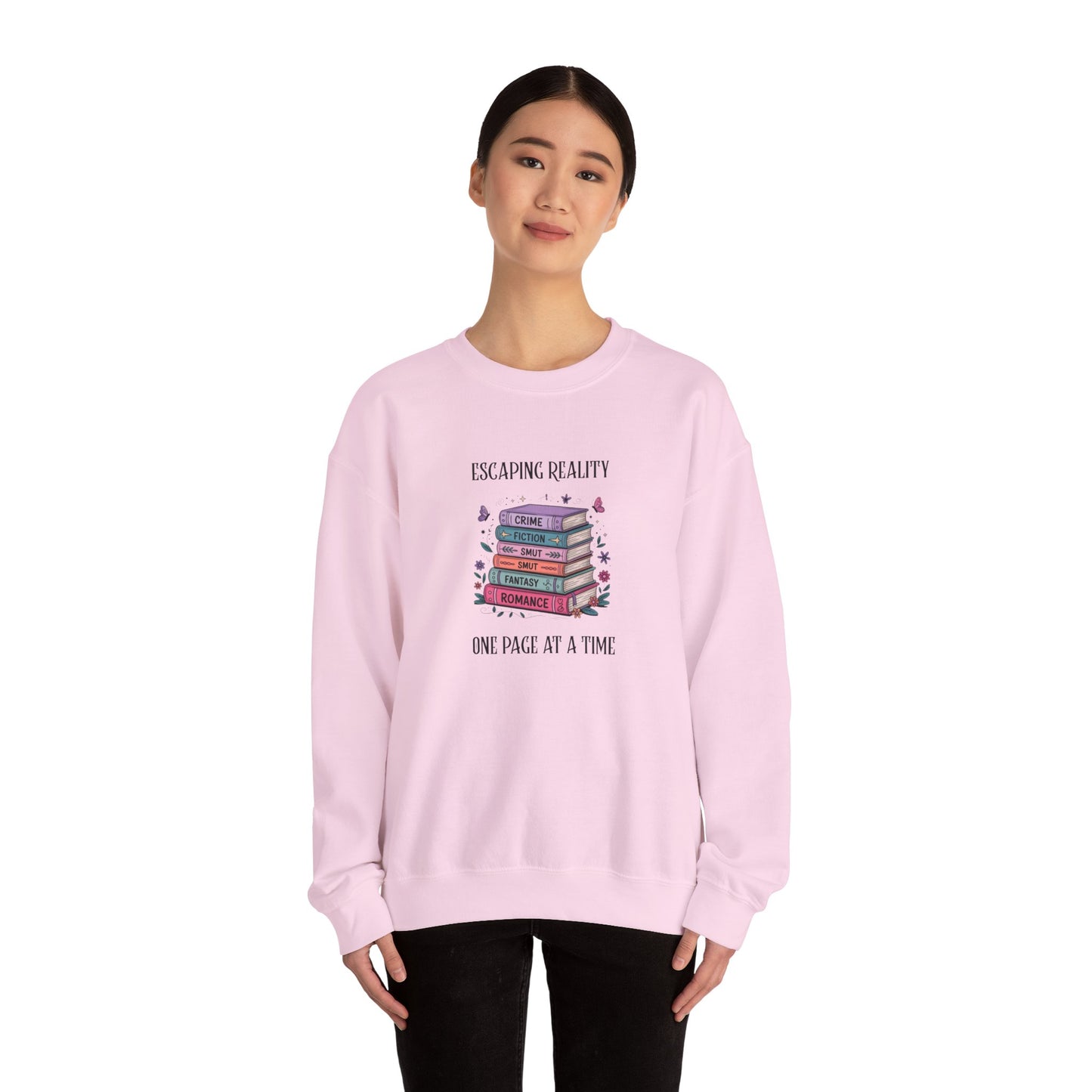 Escaping Reality One Page At A Time Heavy Blend™ Crewneck Sweatshirt