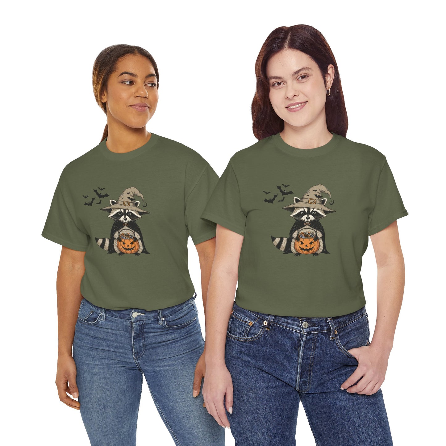 Halloween Raccoon Unisex Heavy Cotton Tee