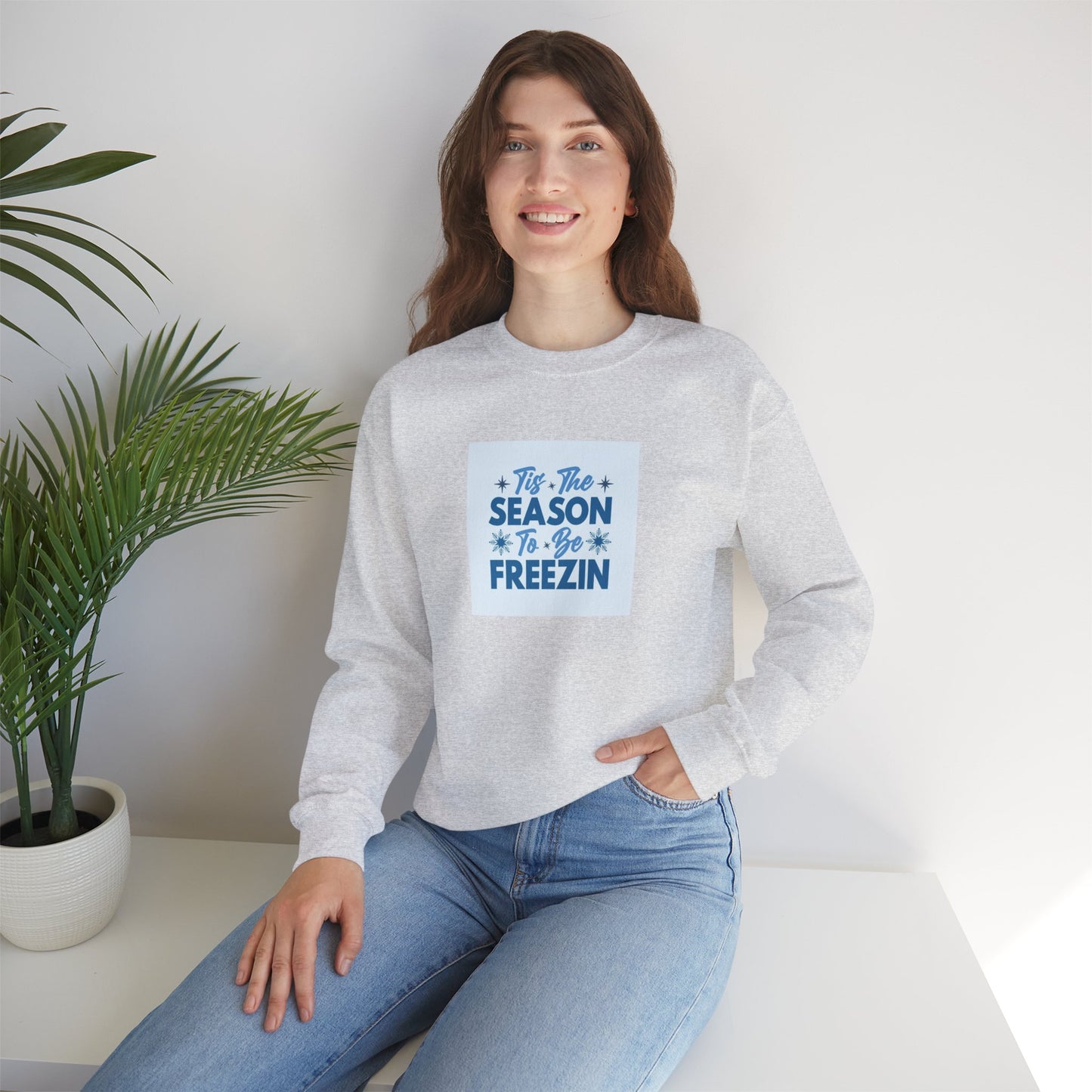 Tis The Season To Be Freezin Unisex Heavy Blend™ Crewneck Sweatshirt