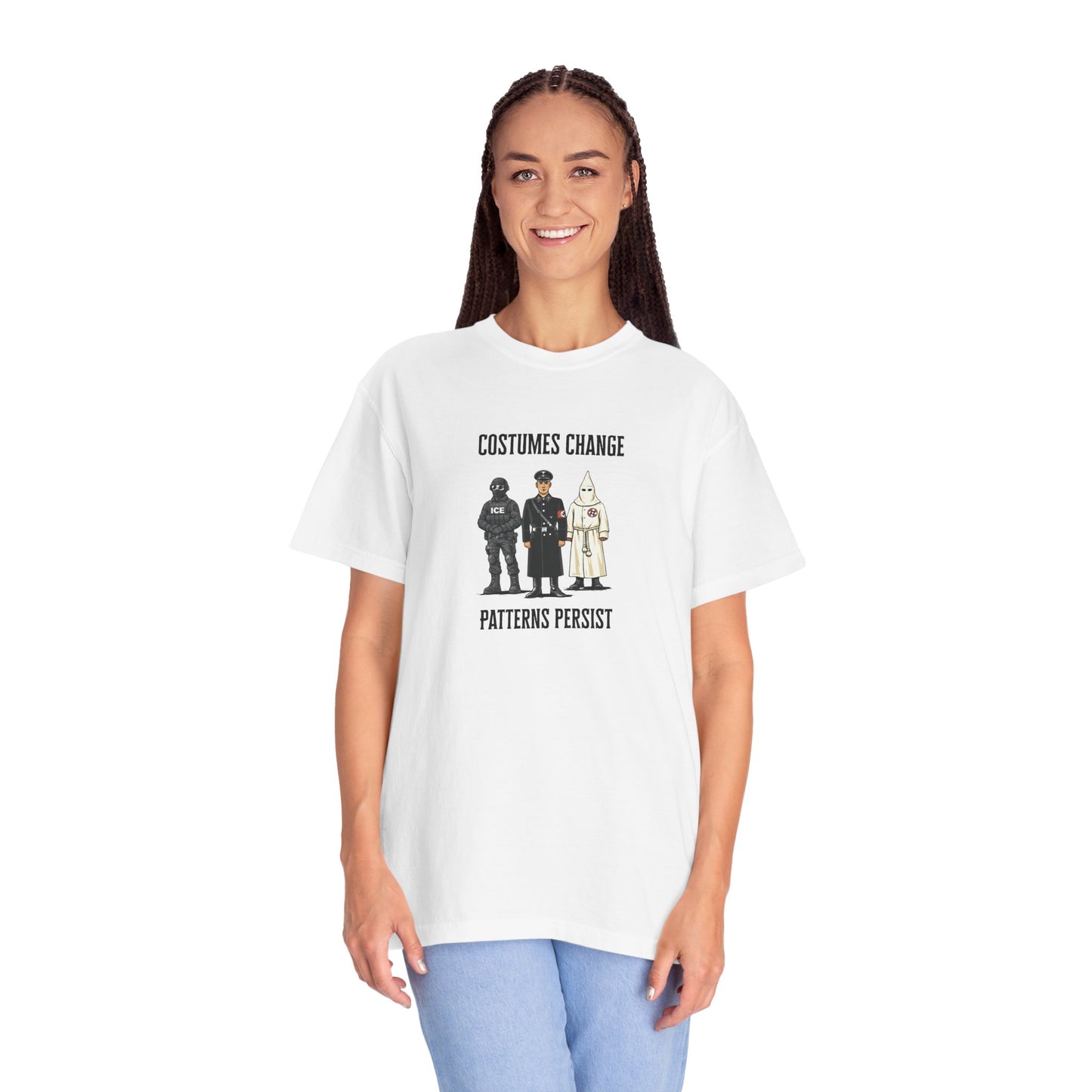 Costumes Change. Patterns Persist. Unisex Garment-Dyed T-shirt
