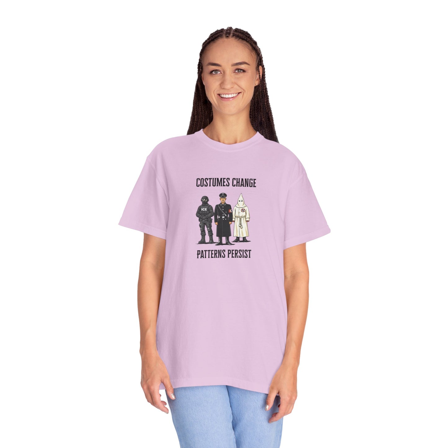 Costumes Change. Patterns Persist. Unisex Garment-Dyed T-shirt