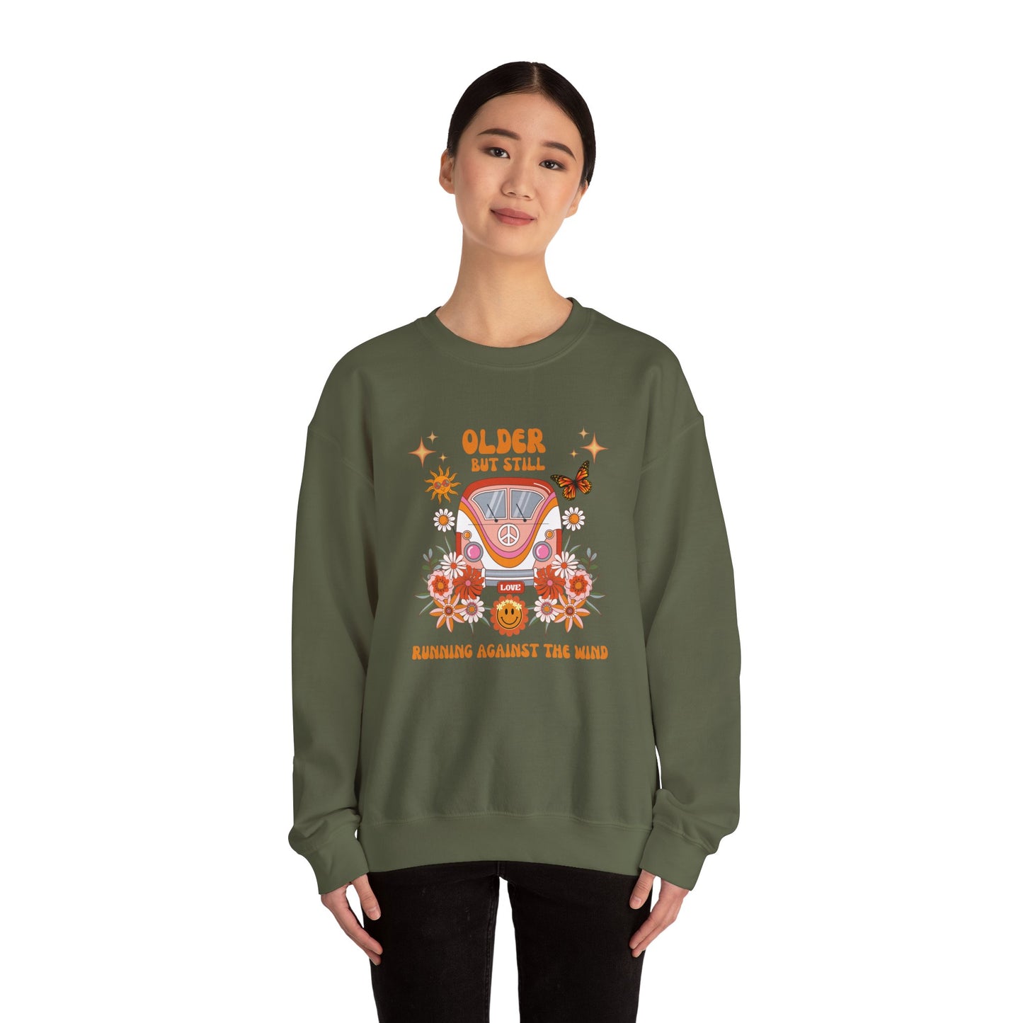 Older But Still Running Against The Wind Unisex Heavy Blend™ Crewneck Sweatshirt