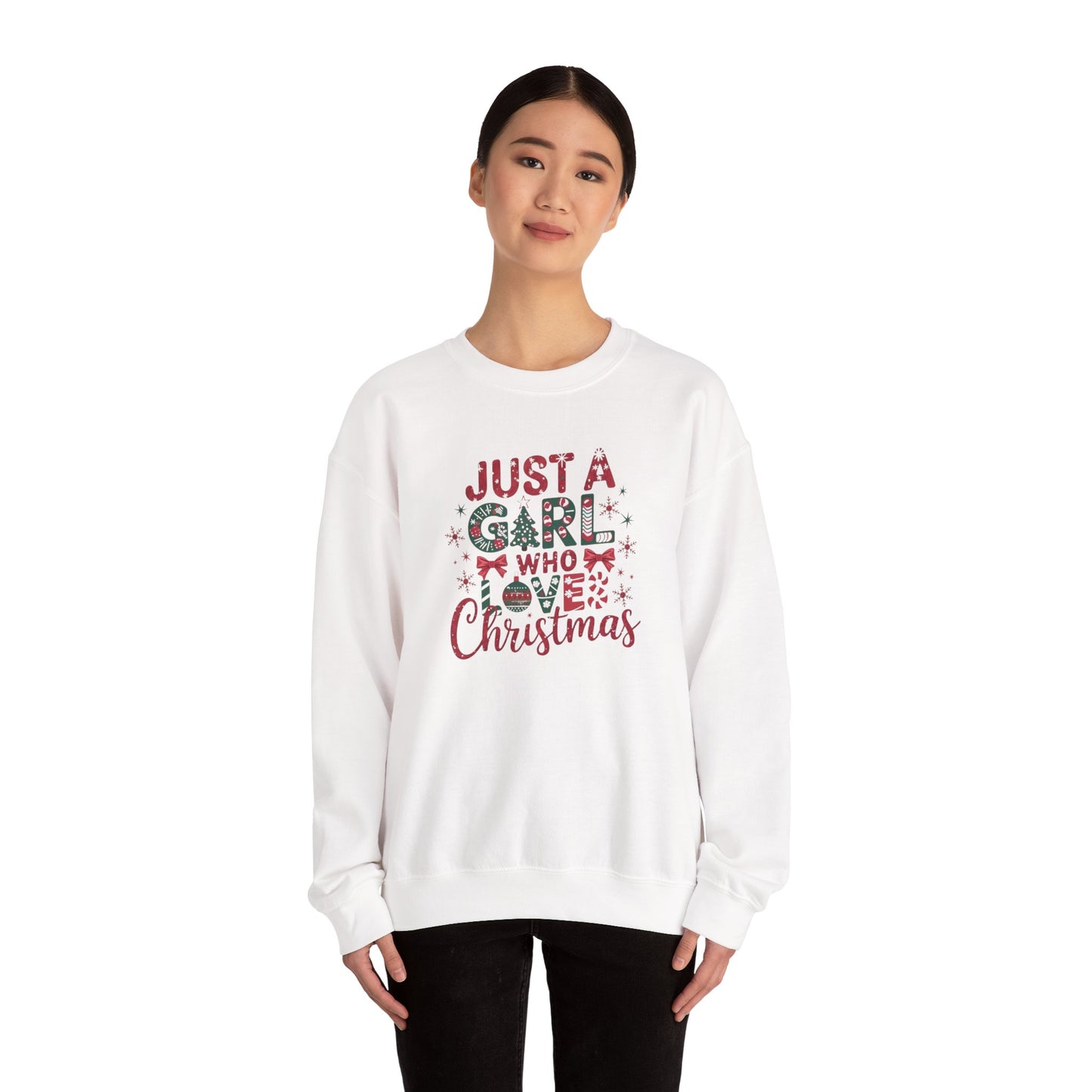 Just A Girl Who Loves Christmas Heavy Blend™ Crewneck Sweatshirt