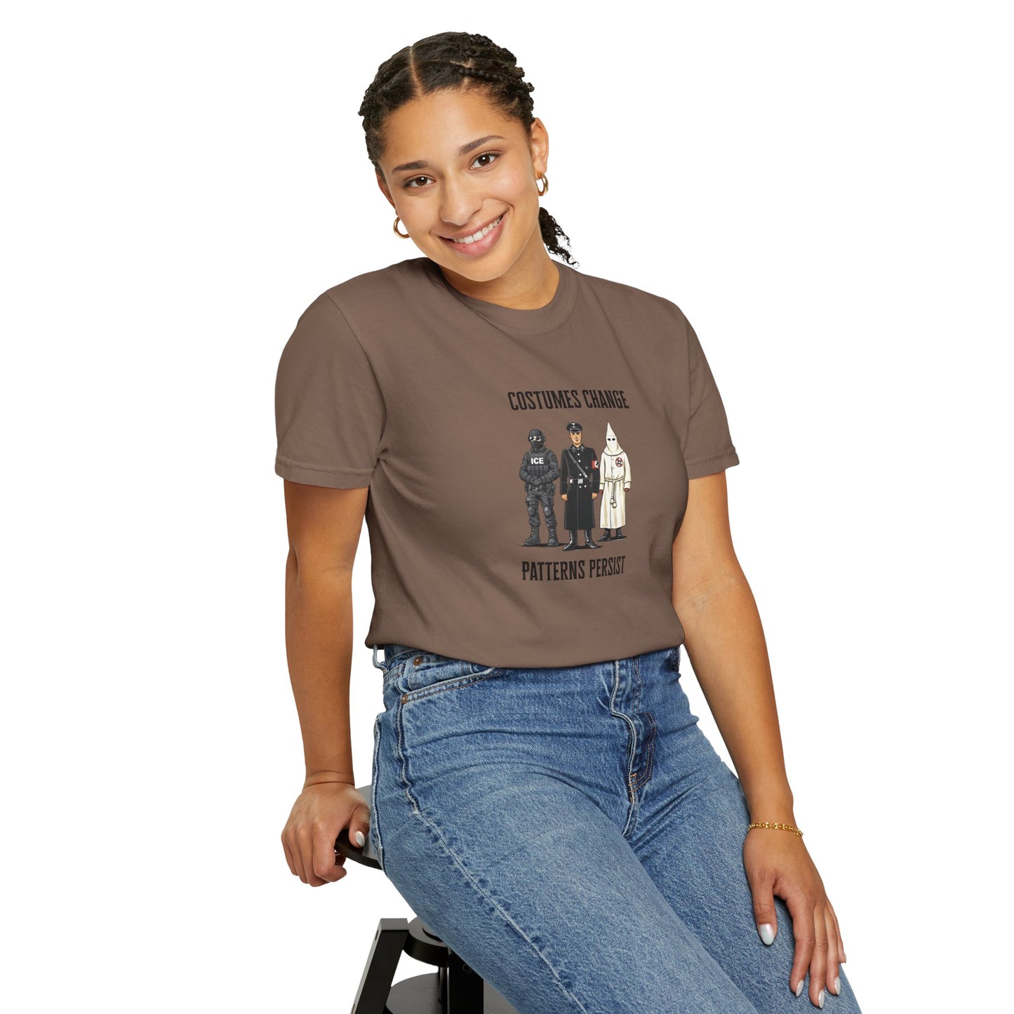 Costumes Change. Patterns Persist. Unisex Garment-Dyed T-shirt