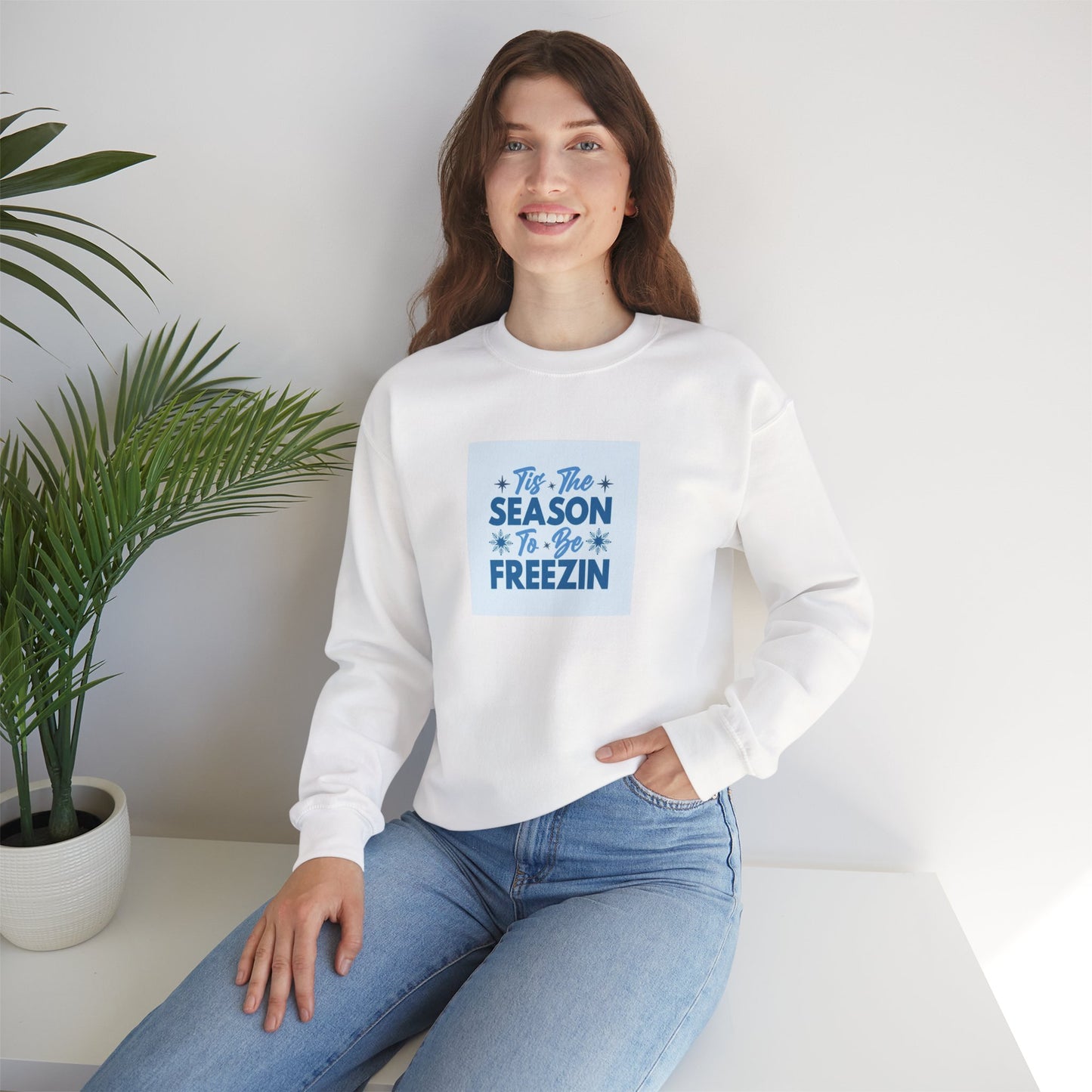 Tis The Season To Be Freezin Unisex Heavy Blend™ Crewneck Sweatshirt