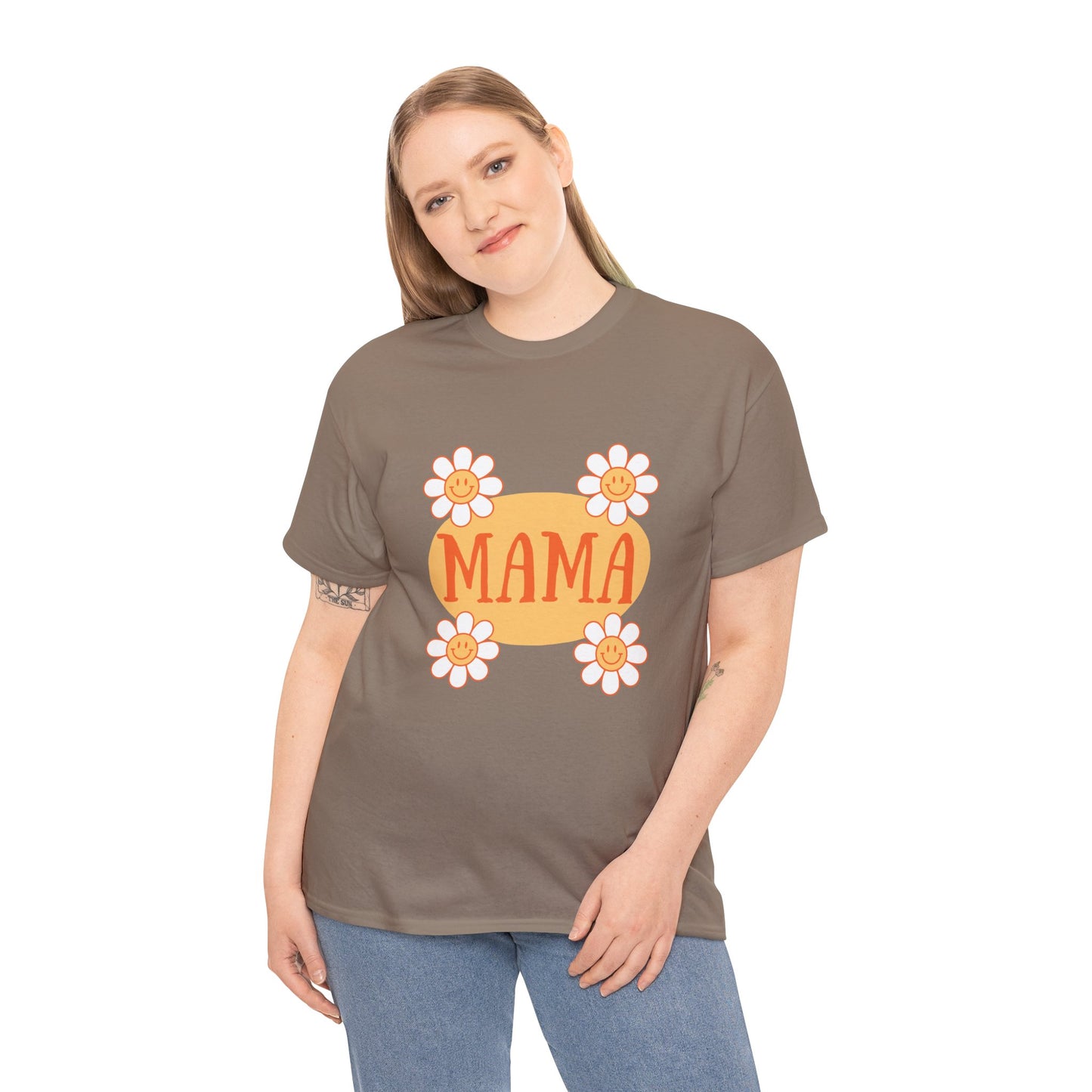 MAMA Retro Flowers Heavy Cotton Tee
