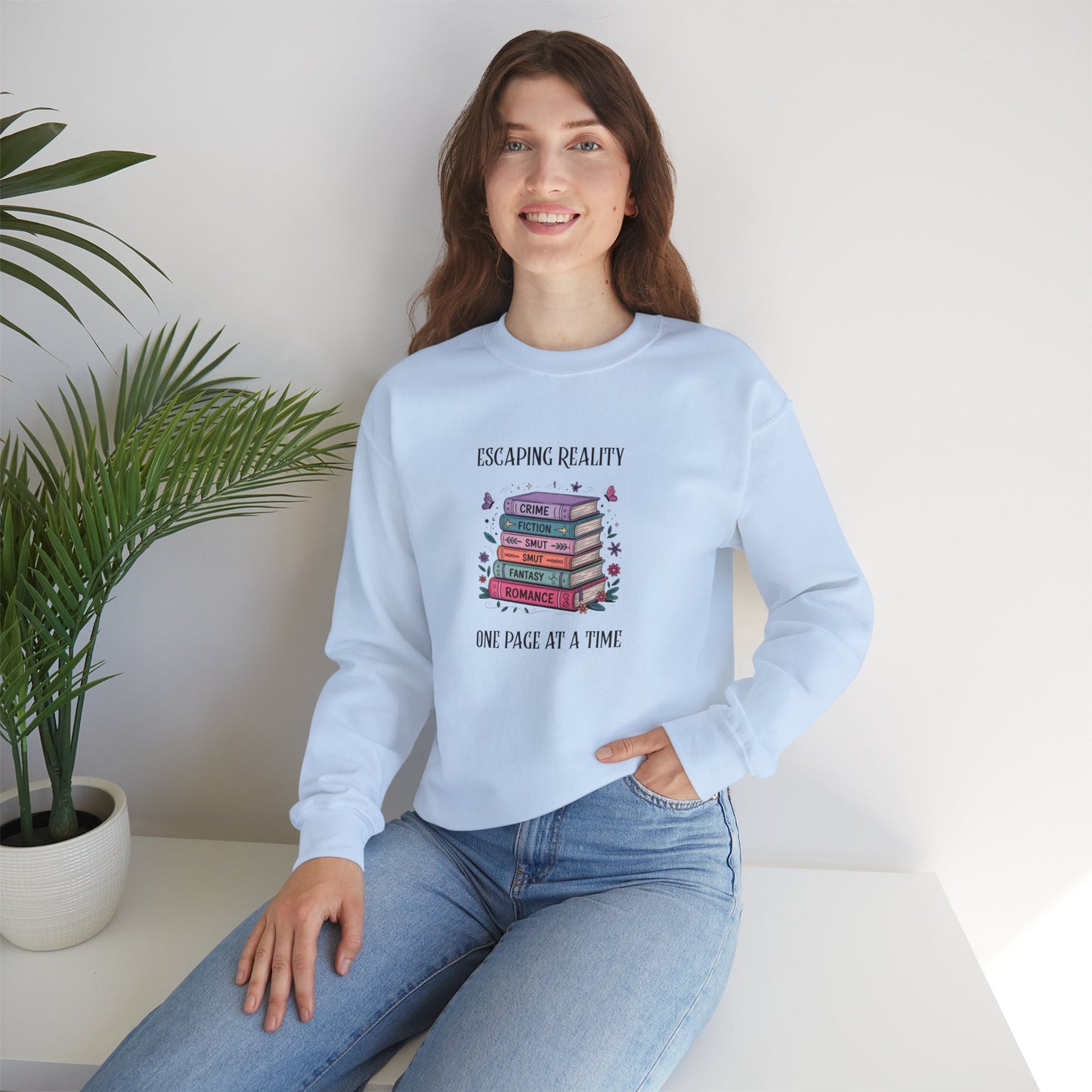 Escaping Reality One Page At A Time Heavy Blend™ Crewneck Sweatshirt