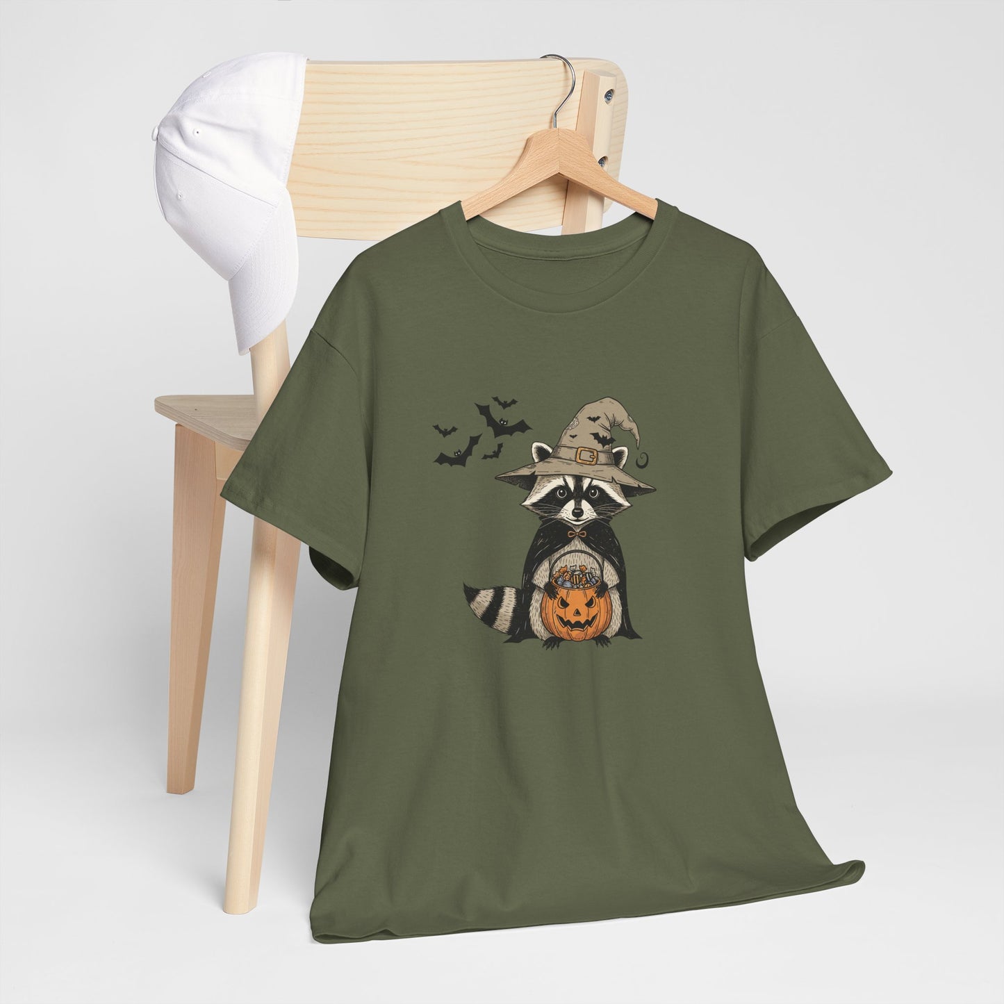 Halloween Raccoon Unisex Heavy Cotton Tee