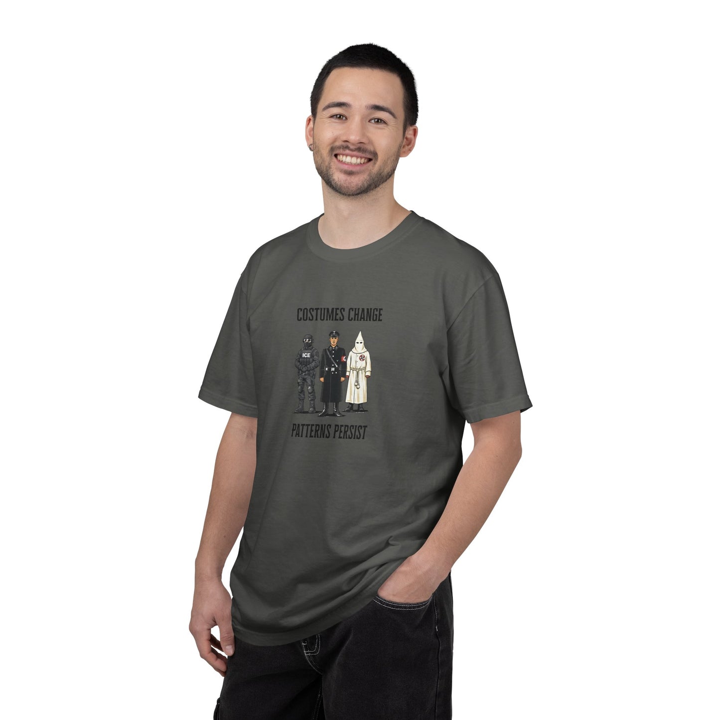 Costumes Change. Patterns Persist. Unisex Garment-Dyed T-shirt