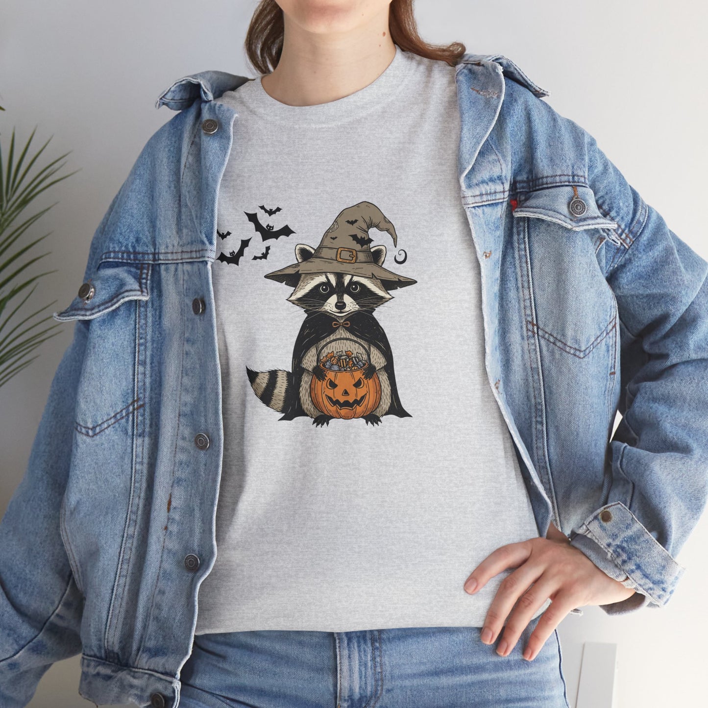 Halloween Raccoon Unisex Heavy Cotton Tee