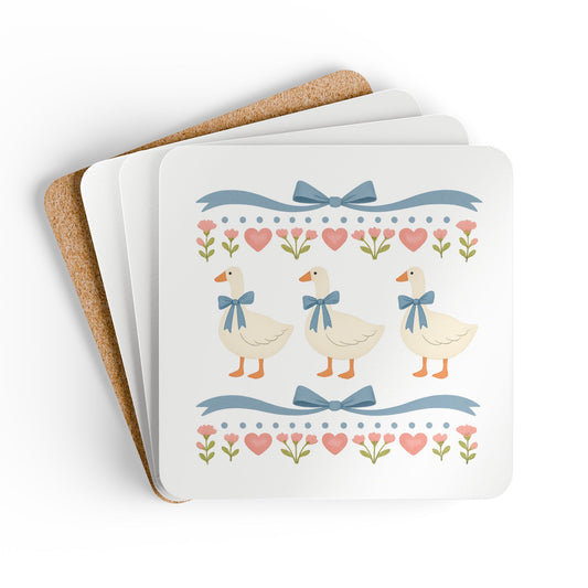 Vintage Geese Corkwood Coaster Set