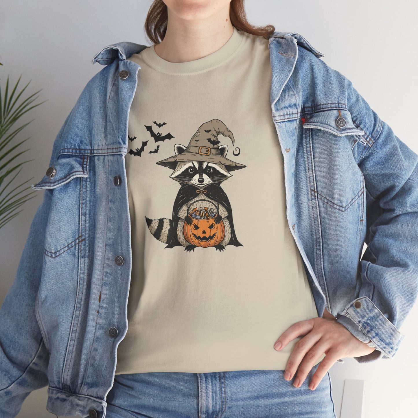 Halloween Raccoon Unisex Heavy Cotton Tee