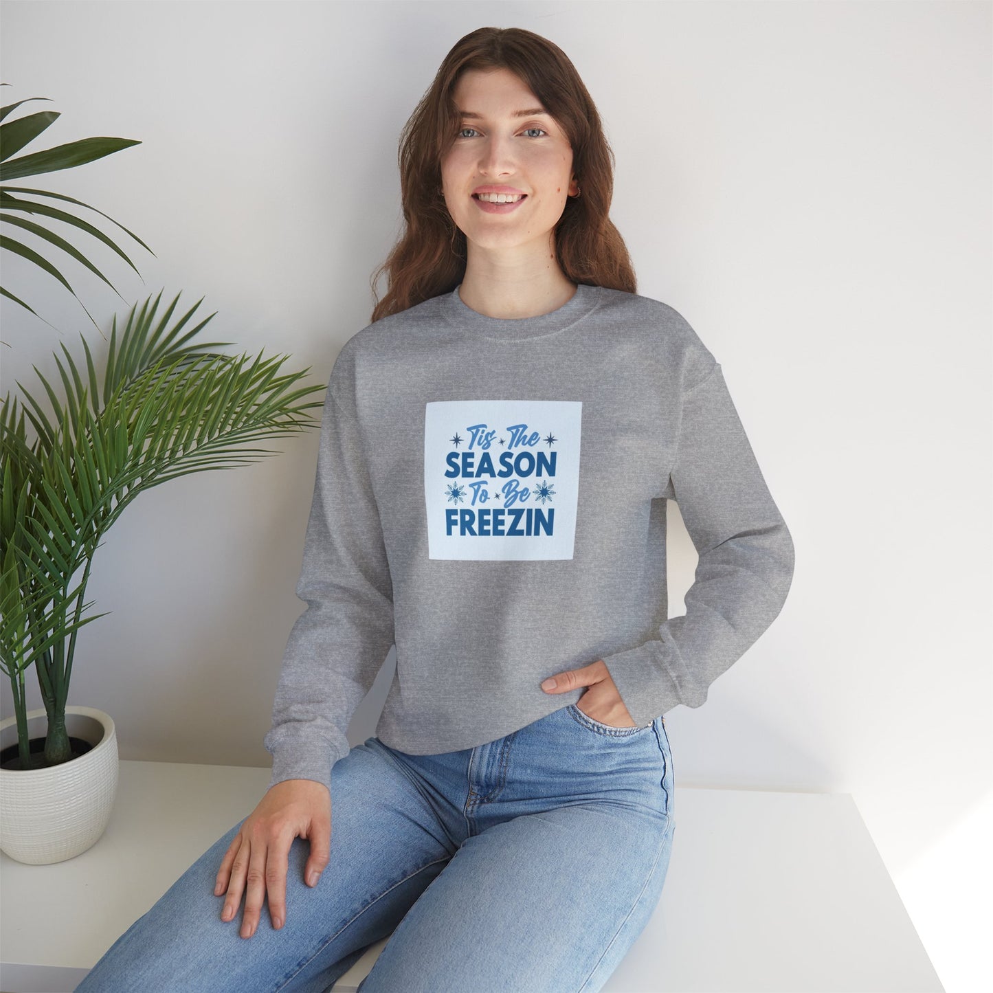 Tis The Season To Be Freezin Unisex Heavy Blend™ Crewneck Sweatshirt