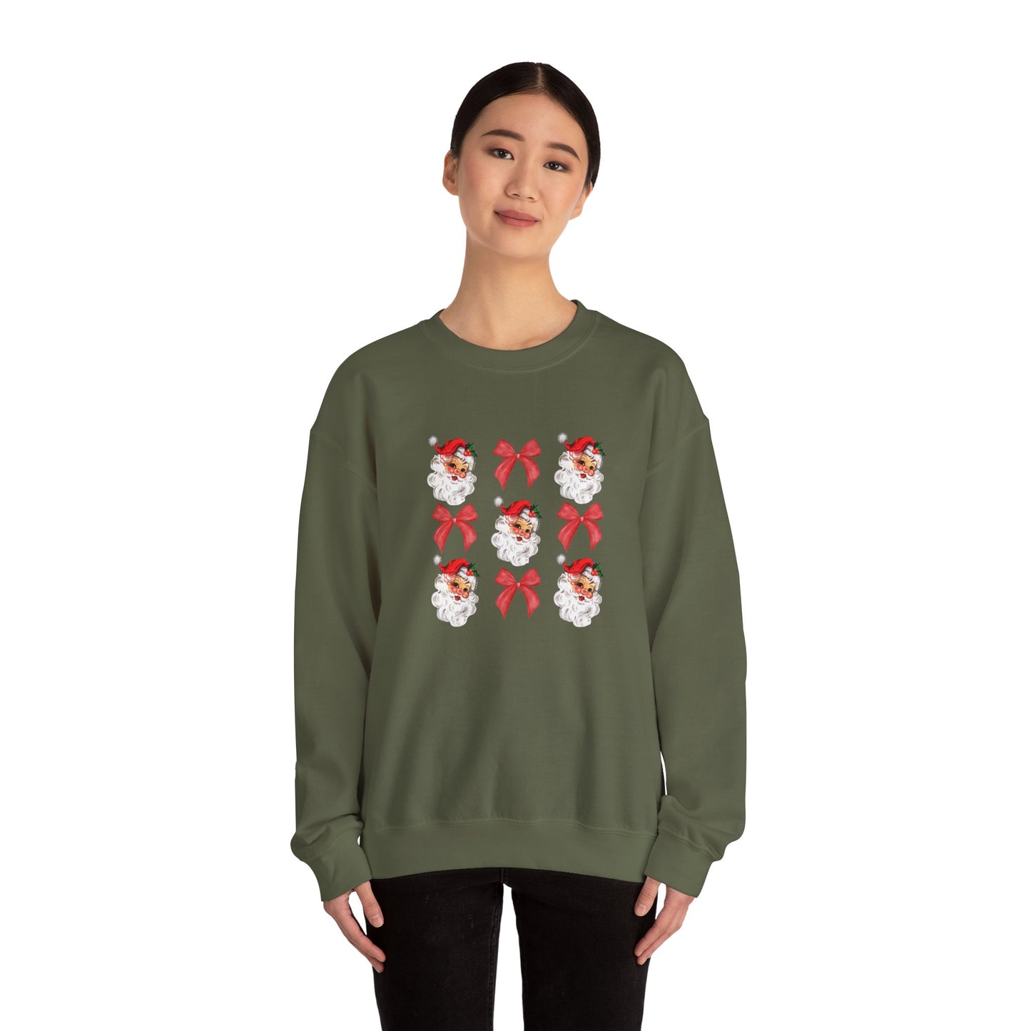 Christmas Bows & Santa Unisex Heavy Blend™ Crewneck Sweatshirt