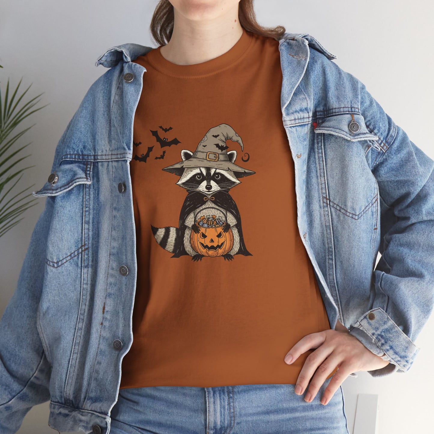 Halloween Raccoon Unisex Heavy Cotton Tee