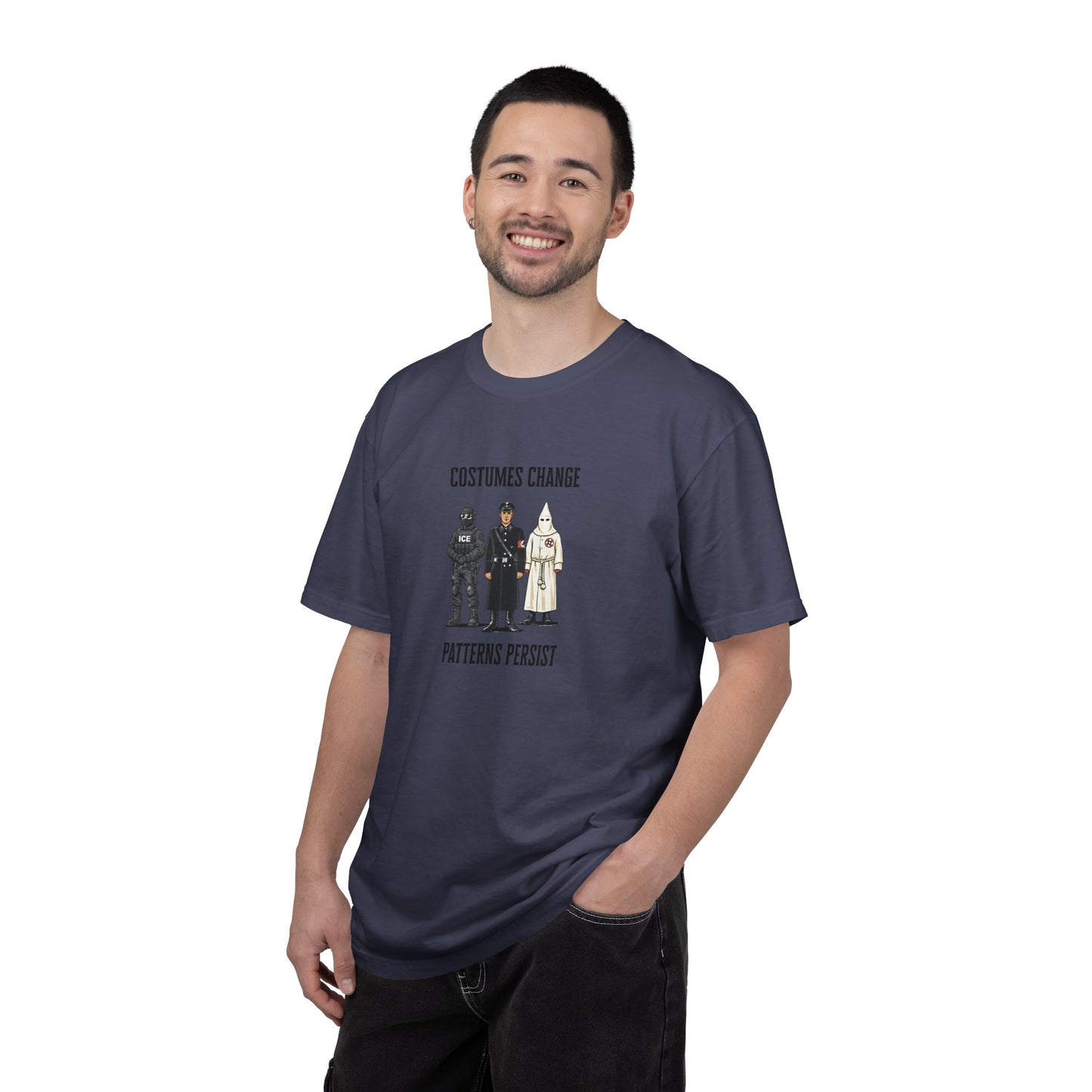 Costumes Change. Patterns Persist. Unisex Garment-Dyed T-shirt