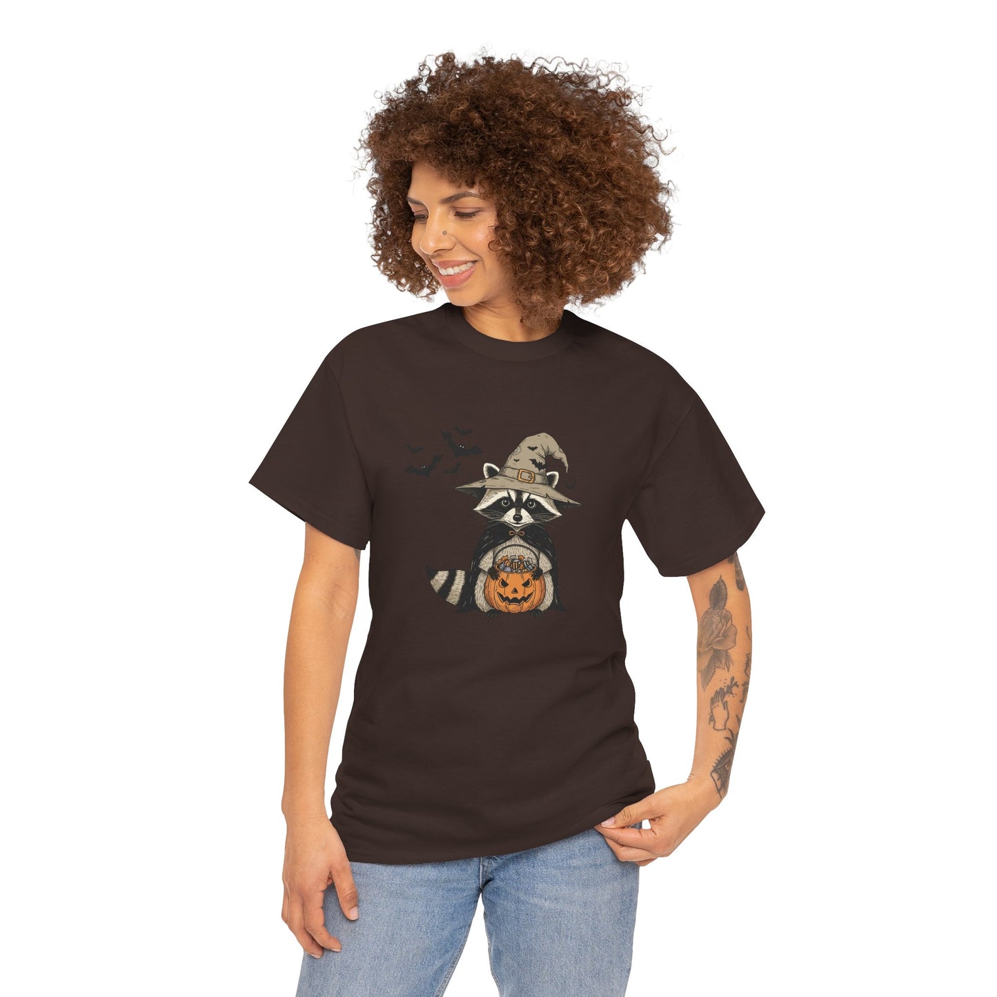 Halloween Raccoon Unisex Heavy Cotton Tee