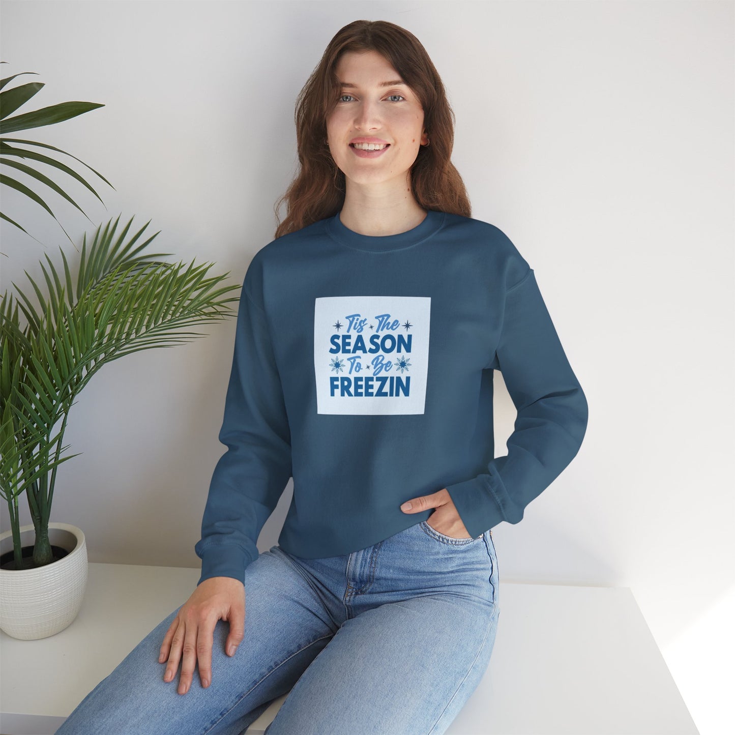 Tis The Season To Be Freezin Unisex Heavy Blend™ Crewneck Sweatshirt