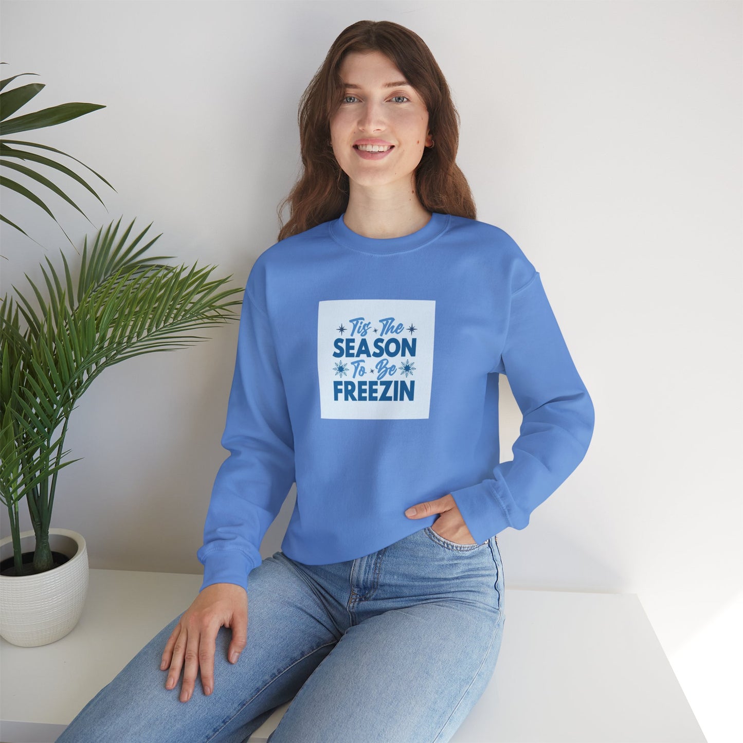Tis The Season To Be Freezin Unisex Heavy Blend™ Crewneck Sweatshirt