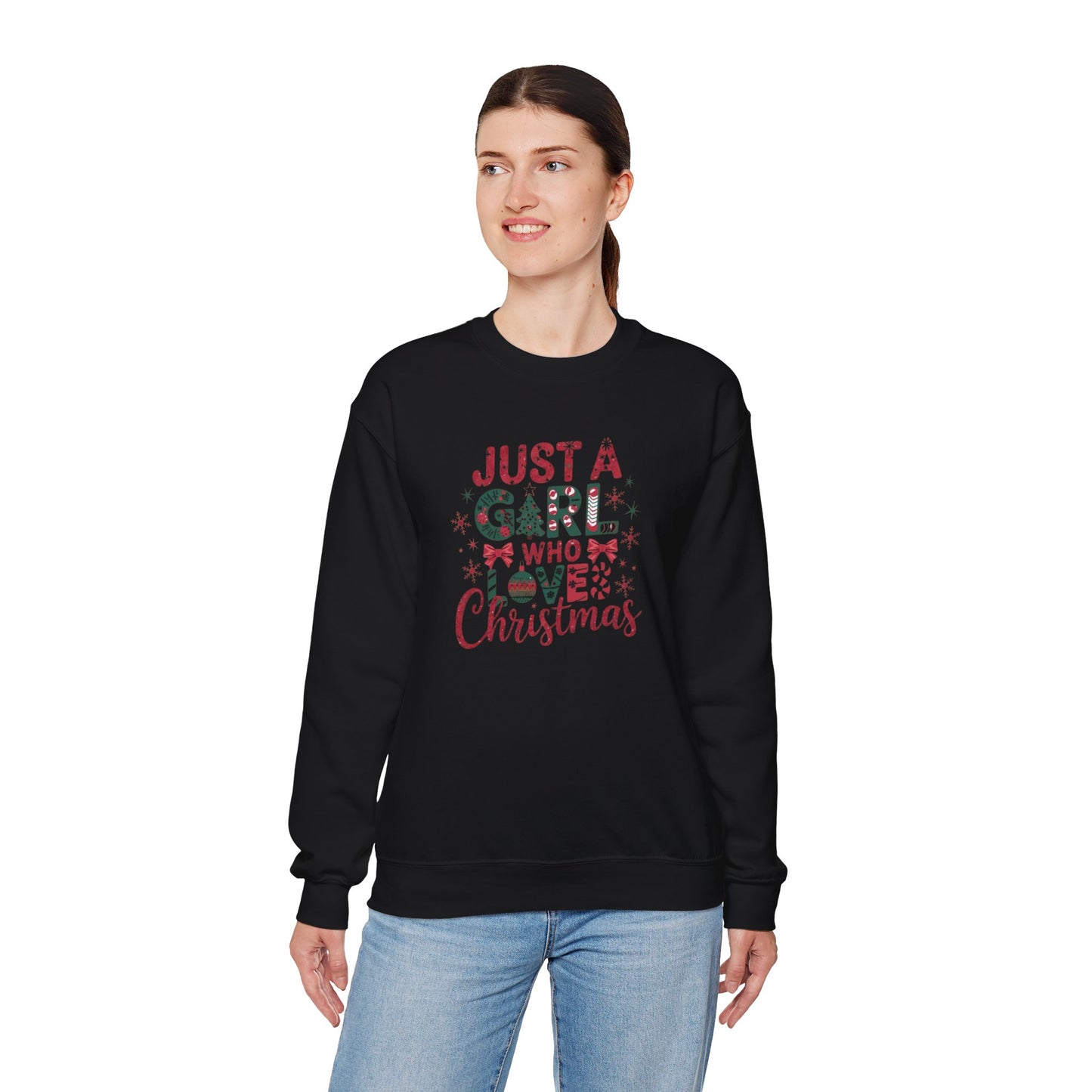 Just A Girl Who Loves Christmas Heavy Blend™ Crewneck Sweatshirt