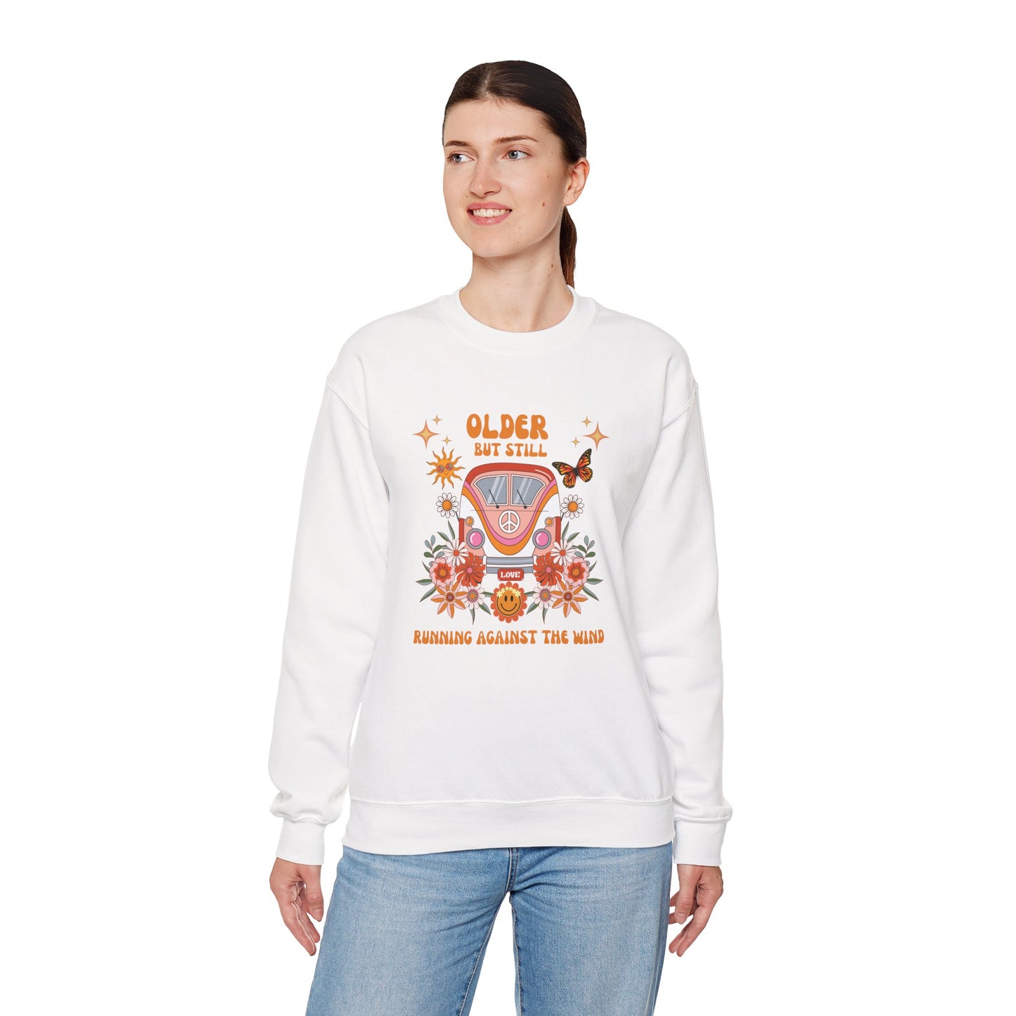 Older But Still Running Against The Wind Unisex Heavy Blend™ Crewneck Sweatshirt