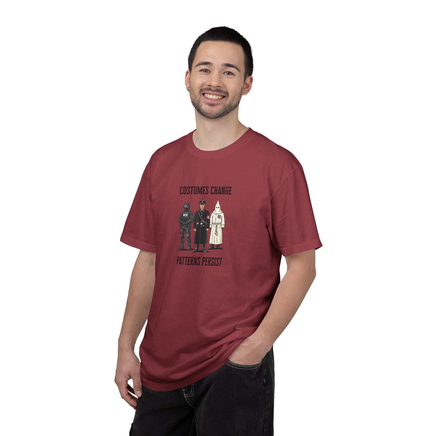 Costumes Change. Patterns Persist. Unisex Garment-Dyed T-shirt