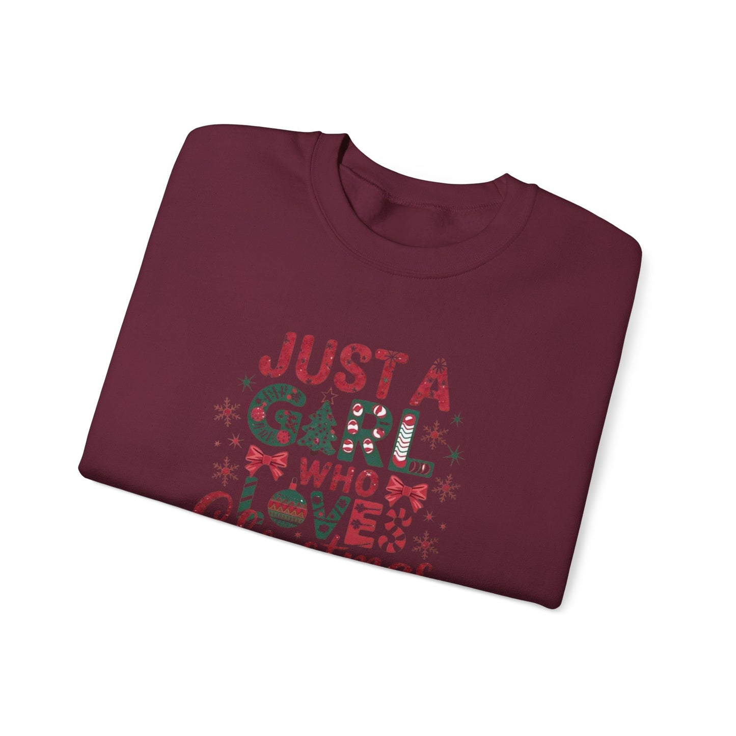 Just A Girl Who Loves Christmas Heavy Blend™ Crewneck Sweatshirt