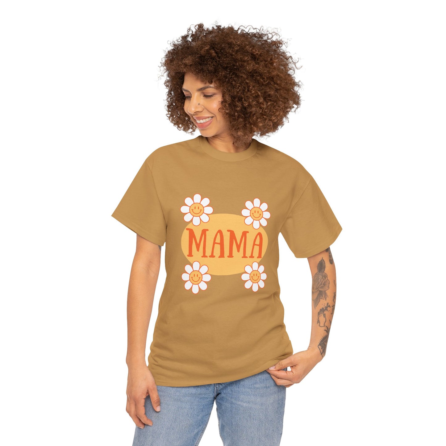 MAMA Retro Flowers Heavy Cotton Tee